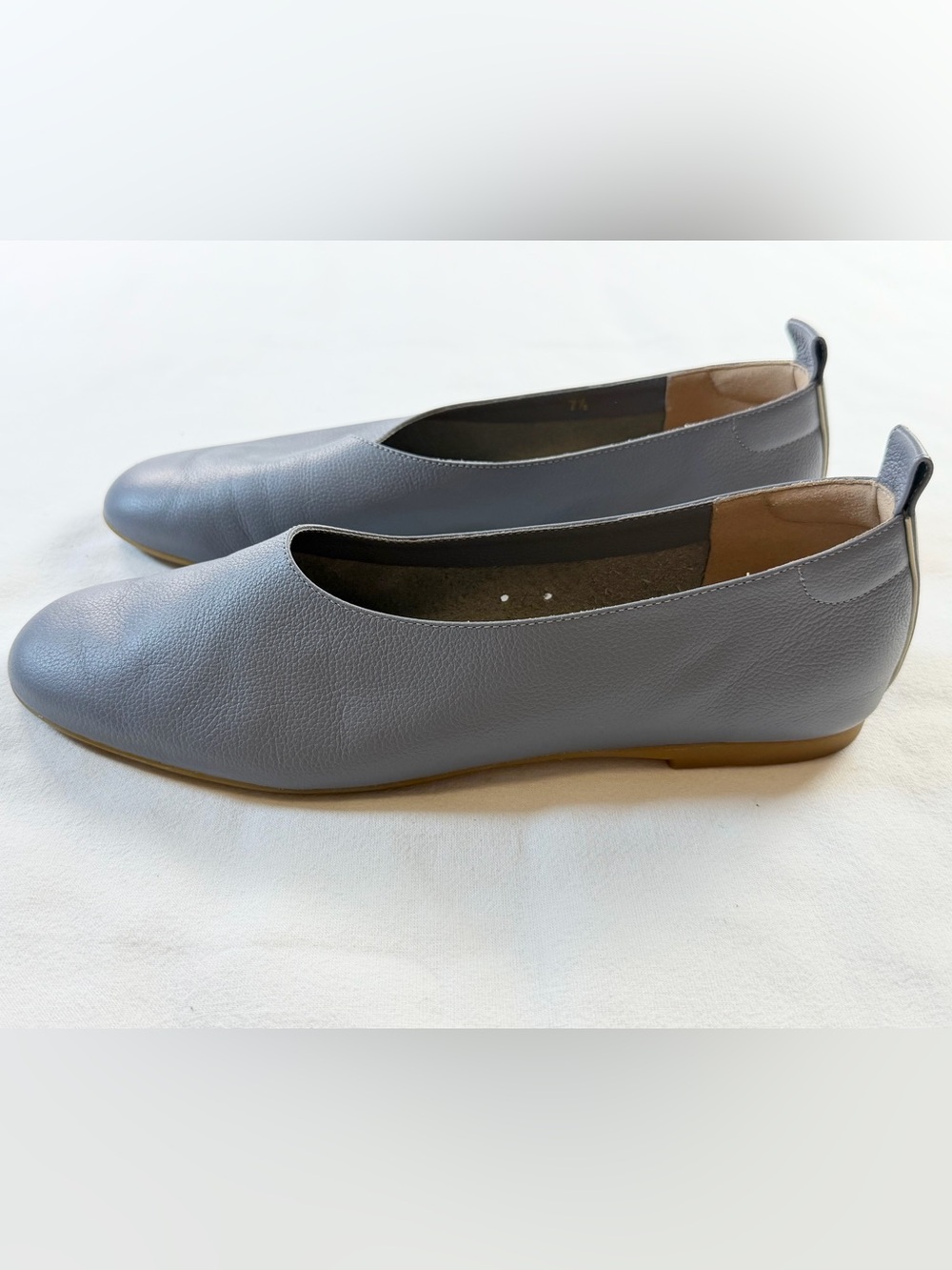 Everlane Dayglove Gray Blue Leather Slip On Flat Size 7.5